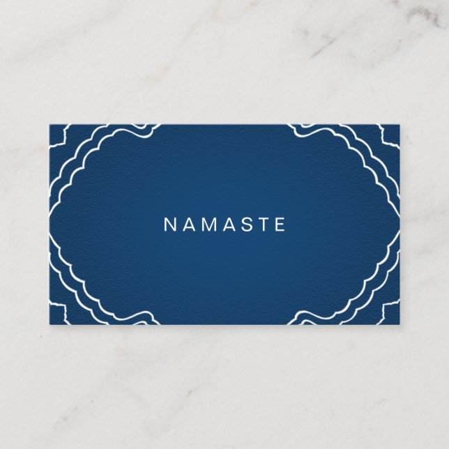 Cartão De Visita Namaste Yoga Instrutor Marinho Azul Simples (Frente)