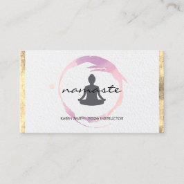 Cartão De Visita Namaste Yoga Lotus Position Dourado Trim Grunge