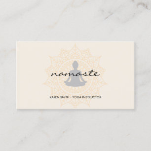 Cartão De Visita Namaste Yoga Padrão Tribal com posição de lótus