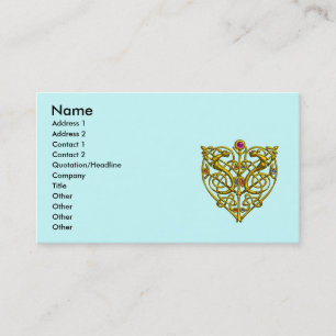 Cartão De Visita NAMORADOS HYPER / DOURADO CELTIC KNOT HEART Blue