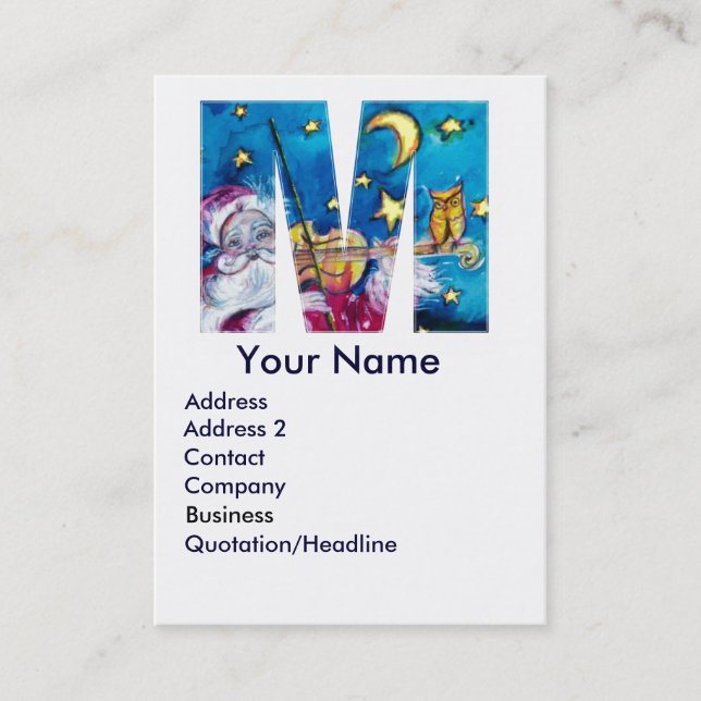 CARTÃO DE VISITA NATAL M CARTA/PAPAIS NOEIS INSPIRADOS MONOGRAMA (Frente)