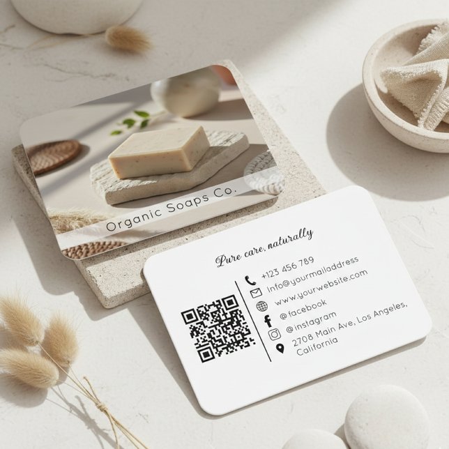 Cartão De Visita Natural Organic Soap QR Code  (Criador carregado)
