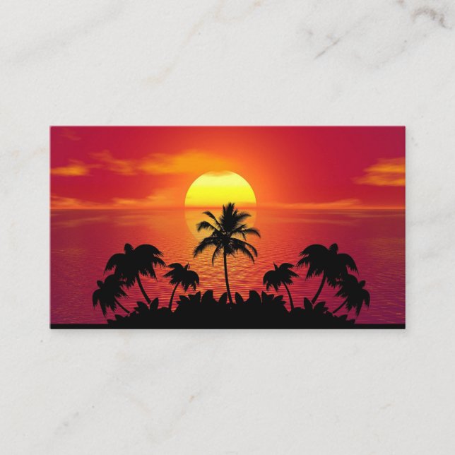 Cartão De Visita Nature Sunset Palm Trees illustration  (Frente)