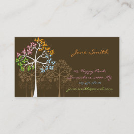 Cartão De Visita Natureza moderna pontilhada colorida da árvore de