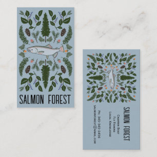 Cartão De Visita Natureza Única de Pesca do Salmão Pescado PNW Botâ