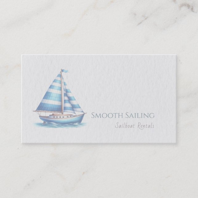 Cartão De Visita Nautical Themed | Watercolor Sailboat (Frente)
