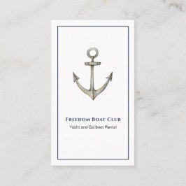 Cartão de visita náutico de aquarela âncora