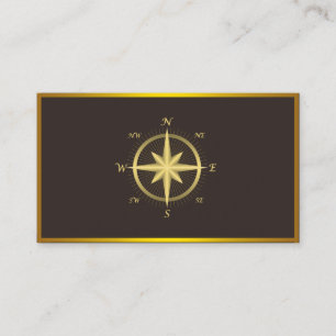 Cartão De Visita Náutico Dourado do Moderno Compass
