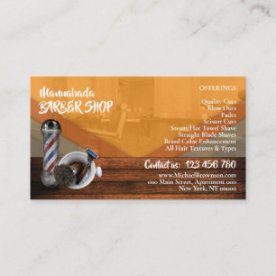 Cartão De Visita Navalha de barbearia rústica laranja