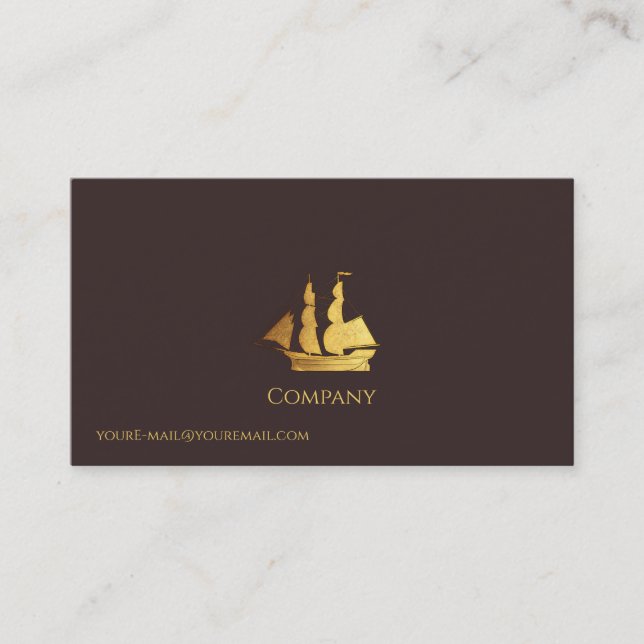 Cartão De Visita Navio de vela Dourada (Frente)