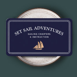 Cartão De Visita Navio-vela Dourado da Corda marinho