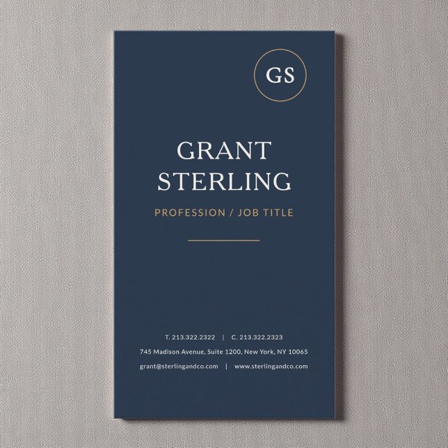 Cartão De Visita Navy Blue Minimalist Modern Professional (Criador carregado)