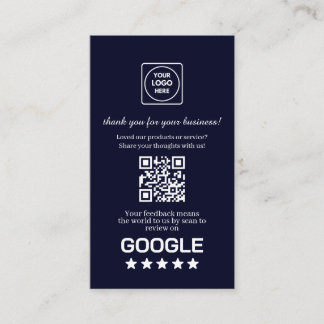 Cartão De Visita Navy QR | Link de Agradecimento Personalizado do G