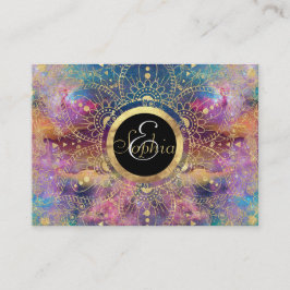 Cartão De Visita Nebulosa Colorida Dourada de Mandala