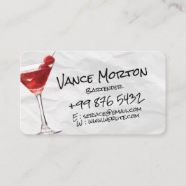 Cartão De Visita negócio de barman de bebidas | Papel rasgado