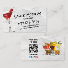 Cartão De Visita negócio de barman de bebidas | Papel rasgado
