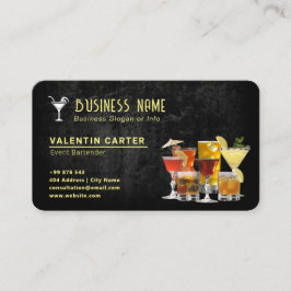 Cartão De Visita negócio de barman de bebidas | Preto moderno
