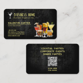 Cartão De Visita negócio de barman de bebidas | Preto moderno