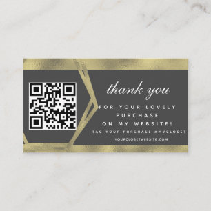 Cartão De Visita Negócio de Beleza Boutique Obrigado Código QR Dour