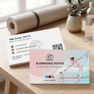 Cartão De Visita Negócio de Instrutor de Pilates   Espírito Colorid