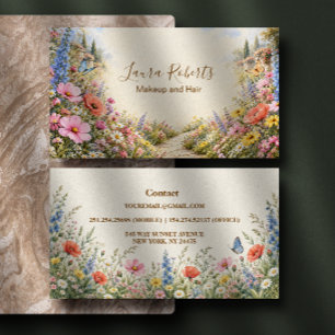 Cartão De Visita Negócio de Jardim de Borboletas de Flores Silvestr