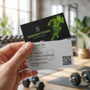 Cartão De Visita Negócio de Personal Trainer Preto Verde