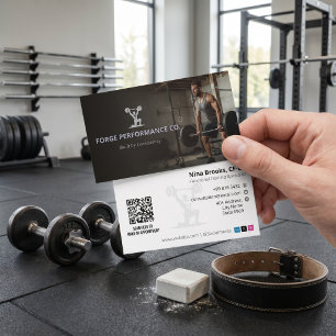 Cartão De Visita Negócio de Treinador de CrossFit   Marrom Escuro R