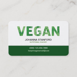 Cartão De Visita Negócio feliz das citações do Vegan