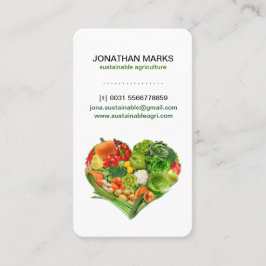 Cartão De Visita Negócio saudável do coração dos vegetais de frutas
