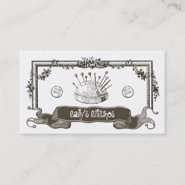 Cartão De Visita Negócio Sewing do Crafter da costureira dos botões (Frente)
