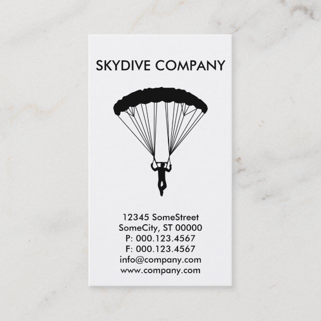Cartão De Visita negócio skydive personalizado (Frente)