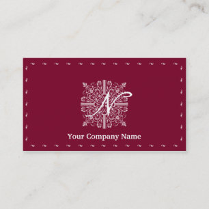 Cartão De Visita Negócio vermelho do monograma do vintage de