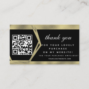 Cartão De Visita Negócios de Beleza Boutique Obrigado Ouro QR  