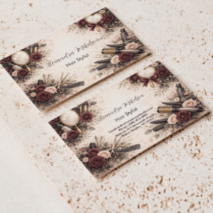 Cartão De Visita Negócios de Cabeleireiro Floral Elegante