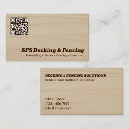 Cartão De Visita Negócios de Decking & Cerca QR Vcard