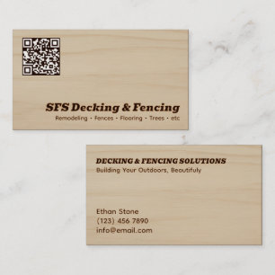 Cartão De Visita Negócios de Decking & Cerca QR Vcard