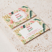 Negócios de Estilista de Cabelo com Aquarela Flora