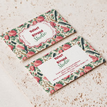 Negócios de Estilista de Cabelo Rosa Floral Verde