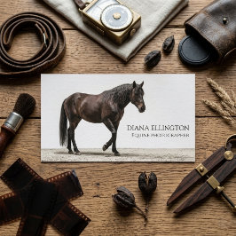 Cartão De Visita Negócios de Fotógrafo Equino Cavalo Marrom Elegant