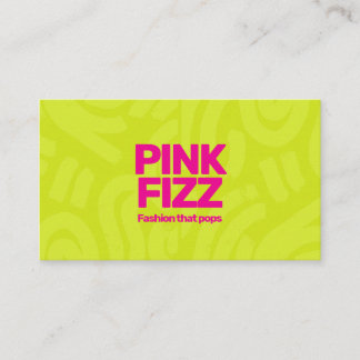 Cartão De Visita Negócios de Moda Rosa Verde Neon Brilhante e Ousad