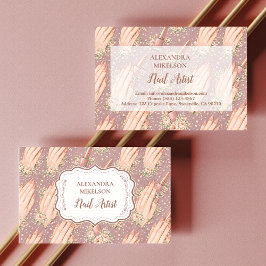 Cartão De Visita Negócios de Técnica de Unhas Floral Blush