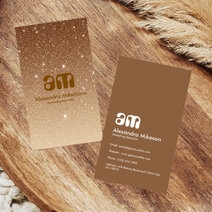 Cartão De Visita Negócios Glamourosos com Brilho Dourado