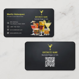 Cartão De Visita Negócios modernos de barman | Preto Casual