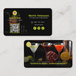 Cartão De Visita Negócios modernos de barman | Preto Casual