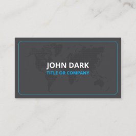 Cartão De Visita Negra elegante com mapa mundial