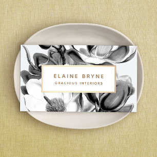 Cartão De Visita Negra Magolia Branca Botânica