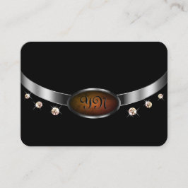 Cartão De Visita Negra Nobre e Prata com Sinais de Sinais