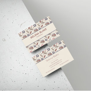 Cartão De Visita Negrito e Na moda Chic Elegant Floral Moderno