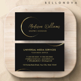 Cartão De Visita Negros e negócios profissionais Dourados personali
