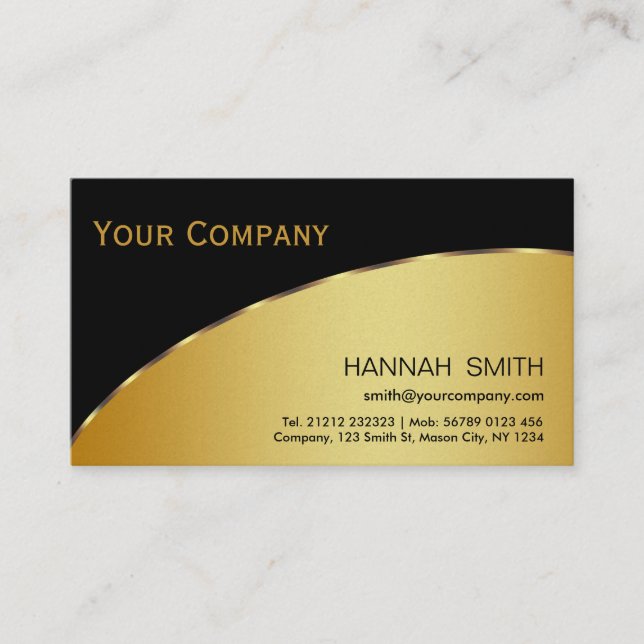Cartão De Visita Negros Profissionais Dourados Metal Moderno e Eleg (Frente)